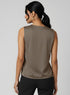 Light Brown Sleeveless Shoulder Pleated Top