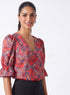 Paisley Printed V Neck Half Sleeve Top
