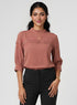 Orange Horizontal Pleated Chiffon Top