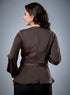Peplum Waist Tie Brown Top