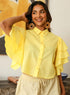 Frilled Cotton Shirt Top Yellow