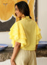 Frilled Cotton Shirt Top Yellow