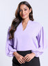 Long Sleeve VNeck Lavender Top