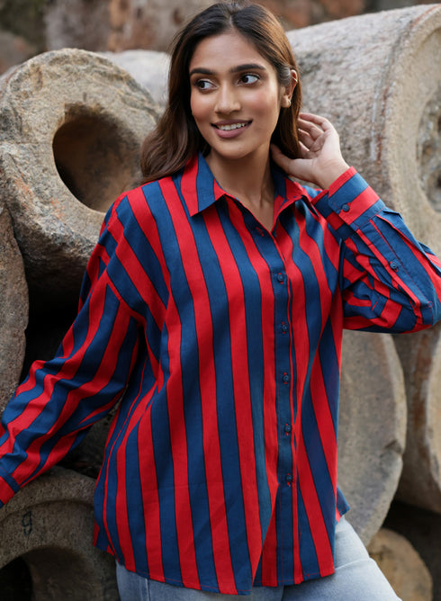 Back Detailed Block Printed Stylish Shirt