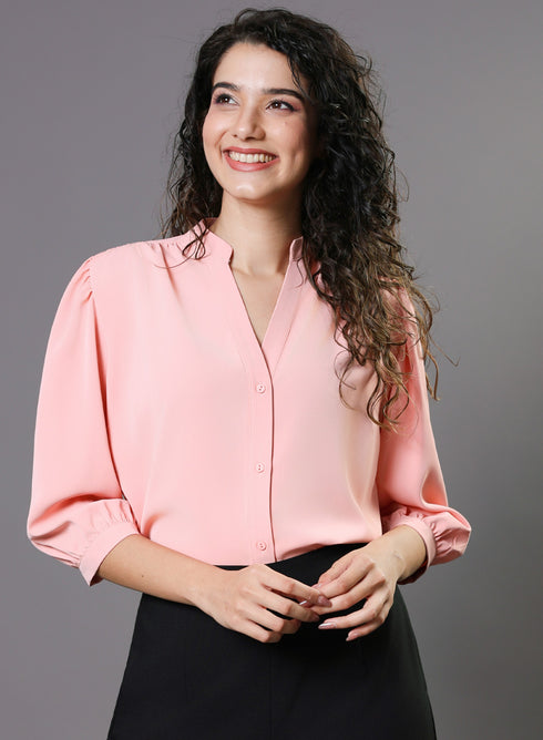 Classic Plain Pink Chiffon Top