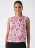 Pink Printed Sleeveless Crop Top