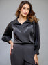 Black Embroidered Long Sleeve Shirt