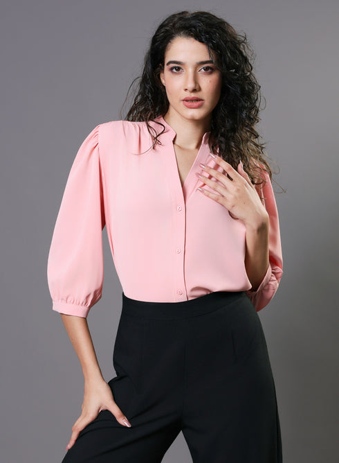 Classic Plain Pink Chiffon Top
