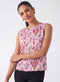 Pink Printed Sleeveless Crop Top