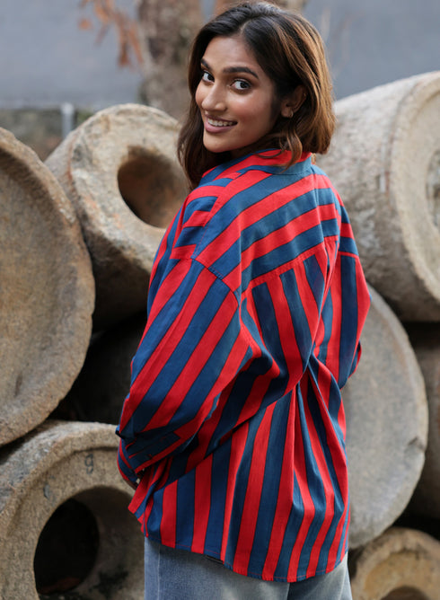 Back Detailed Block Printed Stylish Shirt