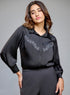 Black Embroidered Long Sleeve Shirt