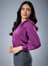 Neck Detailed Purple Chiffon Top