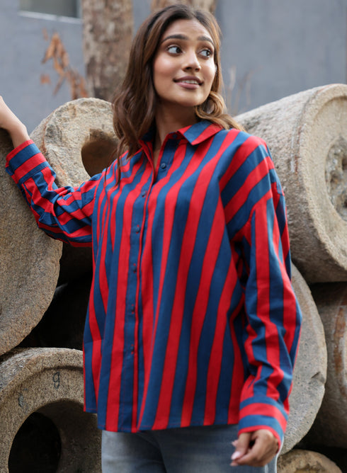 Back Detailed Block Printed Stylish Shirt