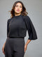 High Neck Flared Sleeve Top