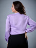 Long Sleeve Neck Tie Satin Top