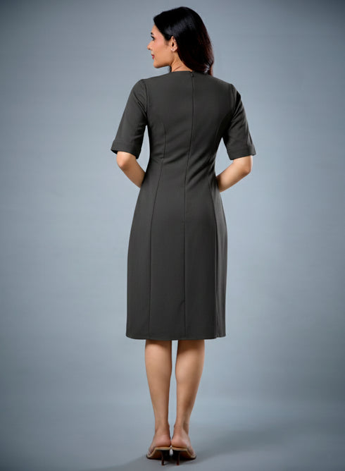 Two Flapped Shift Grey Dress