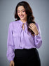 Long Sleeve Neck Tie Satin Top