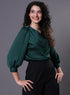 Green Side Pleated Chiffon Top
