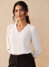 V Neck Long Sleeve Cotton Top