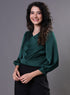 Green Side Pleated Chiffon Top