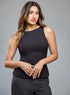 Straight Neck Sleeveless Black Top