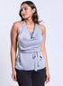 Cowl Neck Light Grey Satin Top