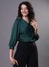 Green Side Pleated Chiffon Top