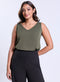 Sleeveless Vneck Chiffon Dark Green Top