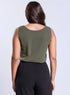 Sleeveless Vneck Chiffon Dark Green Top
