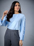 Chiffon Bow Light Blue Top