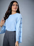 Chiffon Bow Light Blue Top