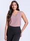 Sleeveless Vneck Chiffon Light Brown Top
