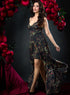 Deep VNeck Printed High Low Maxi