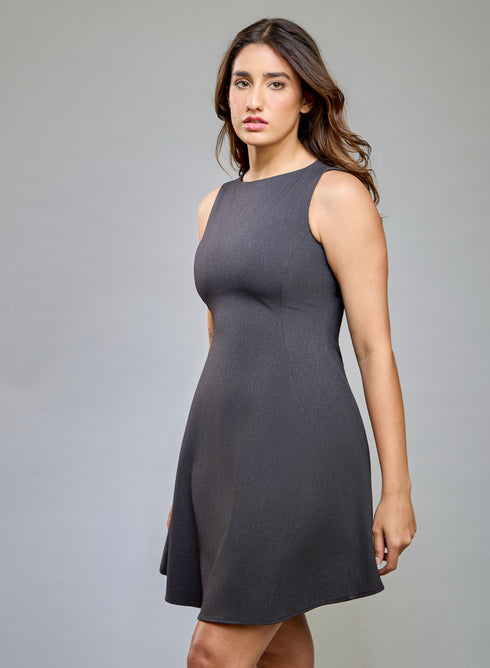 High Neck Formal Grey Dress