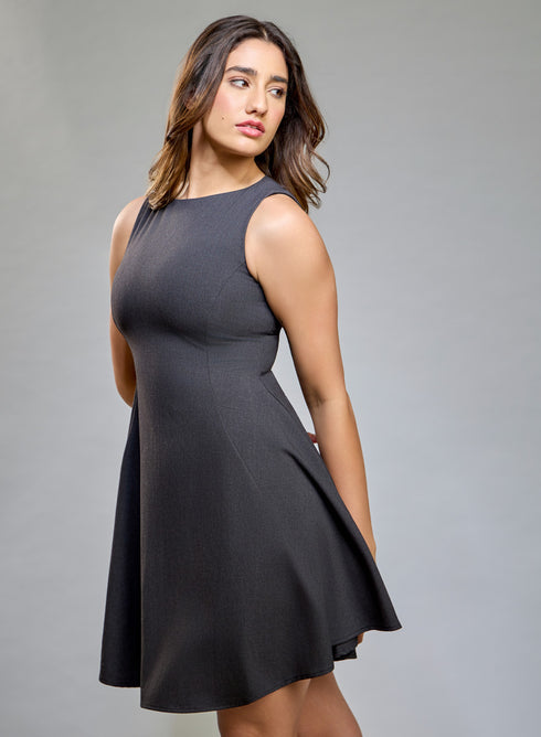 High Neck Formal Grey Dress