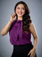 Sleeveless Purple Tie Chiffon Top