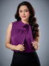 Sleeveless Purple Tie Chiffon Top