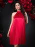 Pleated Satin Dress With Neckband