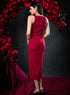 Maroon Deep Sleeveless Bodycon Dress