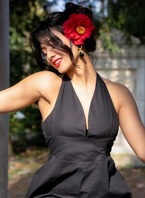 Halter Neck Cotton Mini Dress