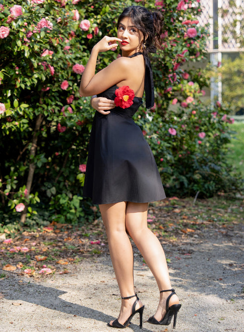 Halter Neck Cotton Mini Dress