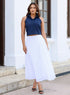 Off White Cotton Midi Skirt