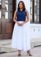 Off White Cotton Midi Skirt