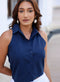 Navy Blue Halter Neck Crop Top