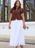Dark Brown Front Button Peplum Top