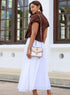 Dark Brown Front Button Peplum Top