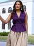 Purple Deep V Halter Tie Top