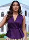 Purple Deep V Halter Tie Top