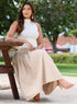 Beige Pleated Elasticated Waist Skirt