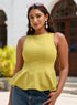 Lime Green Cotton Peplum Top